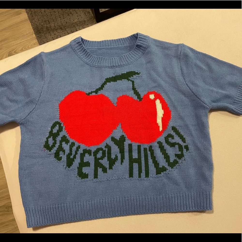 Blue Beverly Hills Cropped Sweater